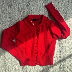 Red Zara Cropped Cardigan